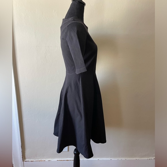 Black/Rose embroidered mid sleeve dress, size med, back zip, like new - Picture 5 of 5